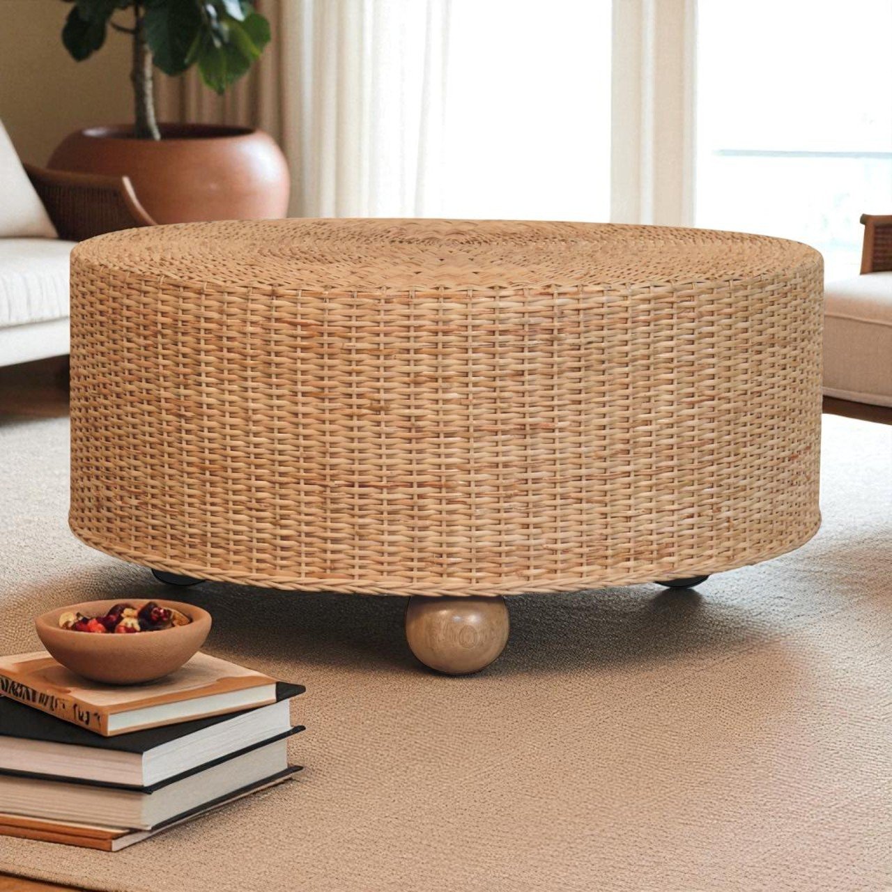 Pufa z naturalnych materiałów – naturalna, 40 cm - obrazek 6