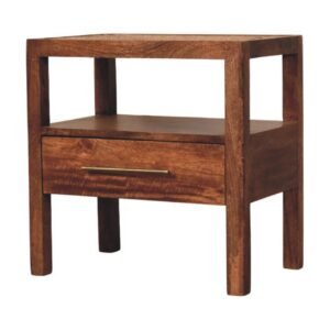 Szafka nocna z litego drewna mango – naturalna, 55 cm — model IN4040