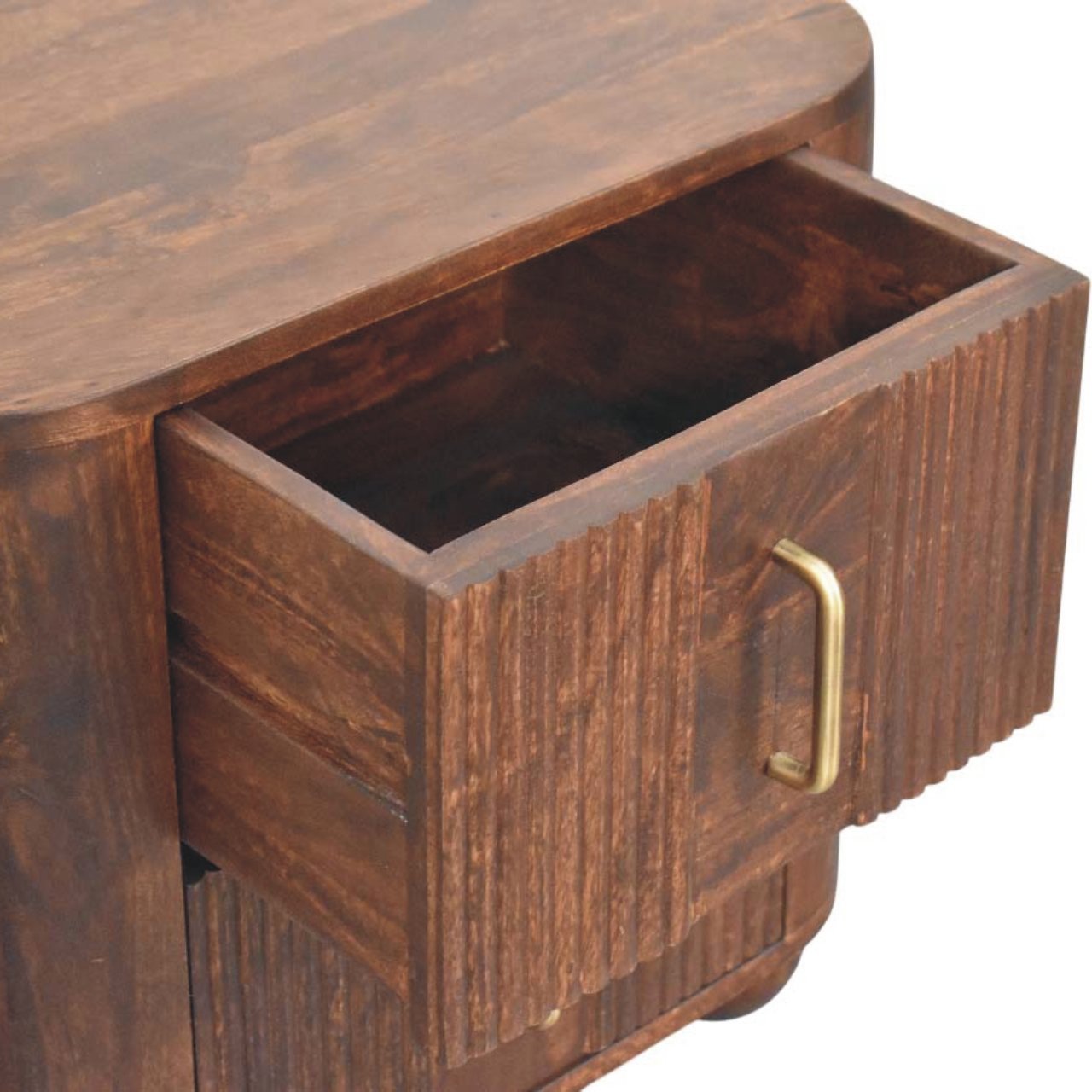 Szafka nocna z litego drewna mango – orzechowa, 55 cm - obrazek 5