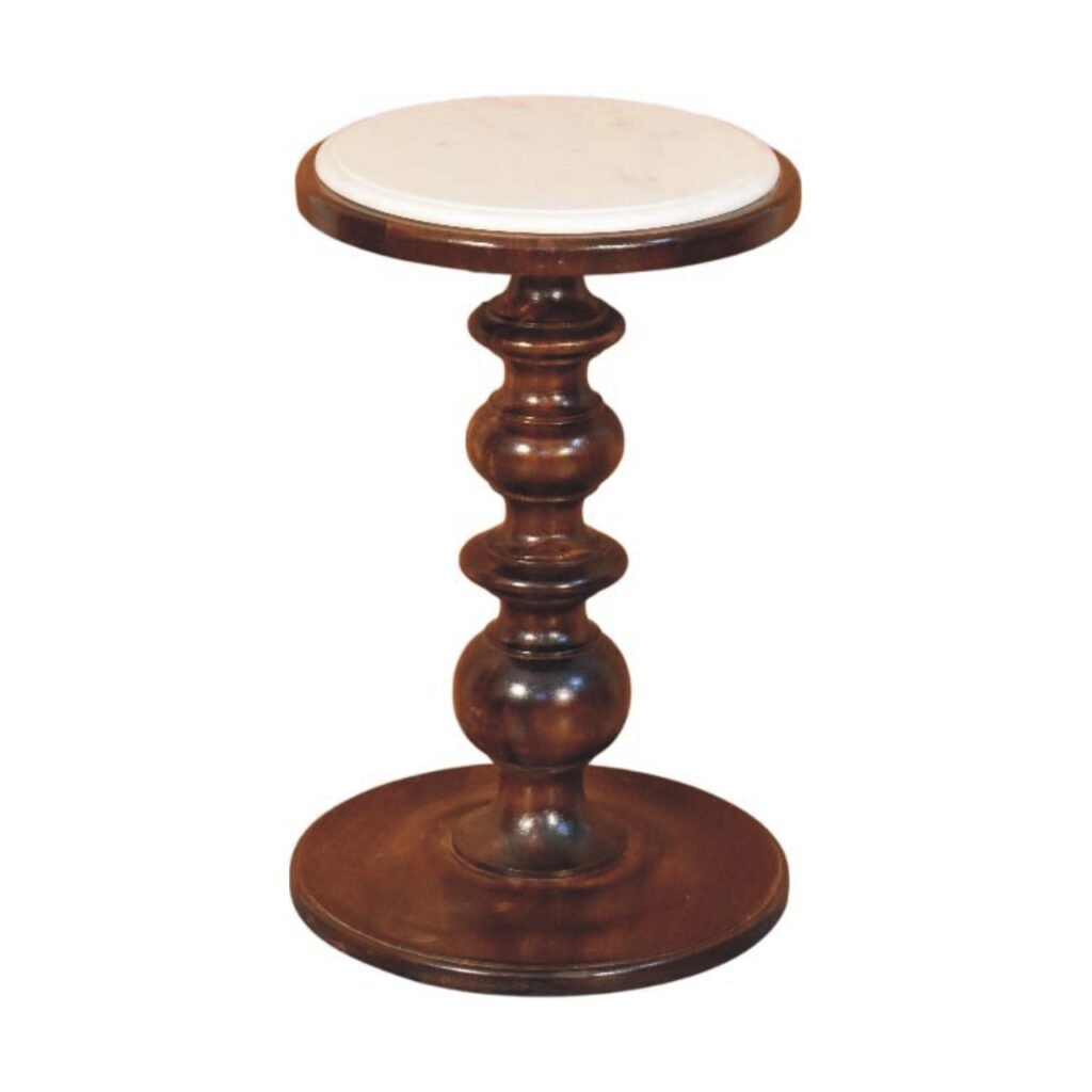 Stolik kawowy z litego drewna mango – kasztanowy, 38 cm