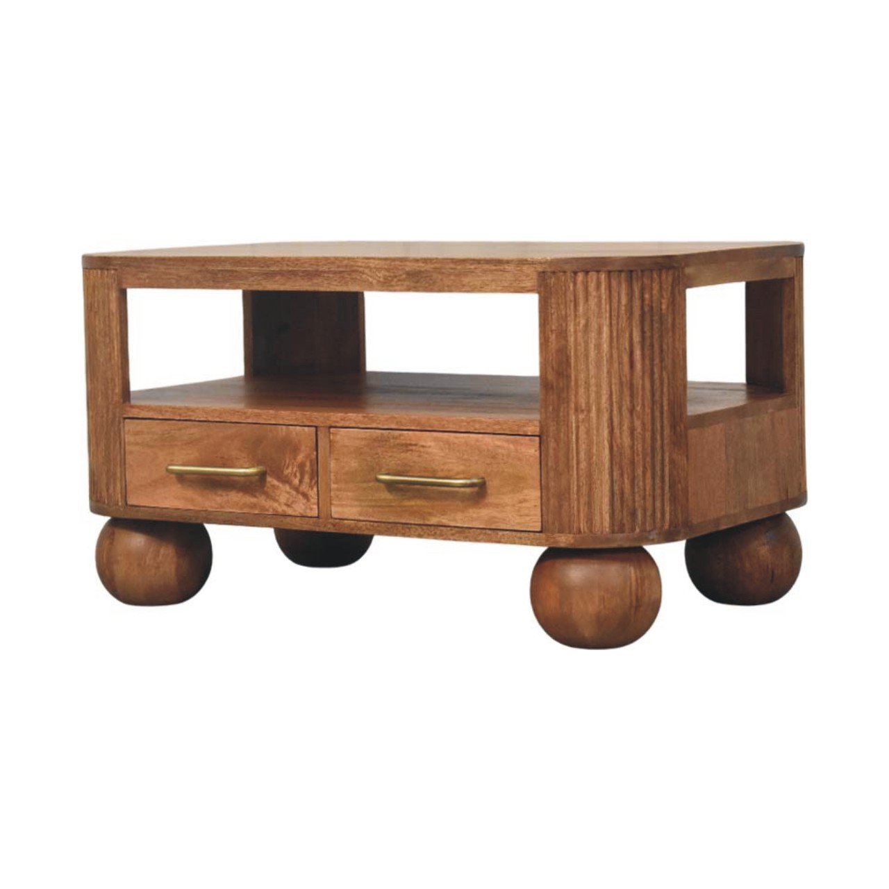 Stolik kawowy z litego drewna mango – 85 cm — model IN4099 - obrazek 2