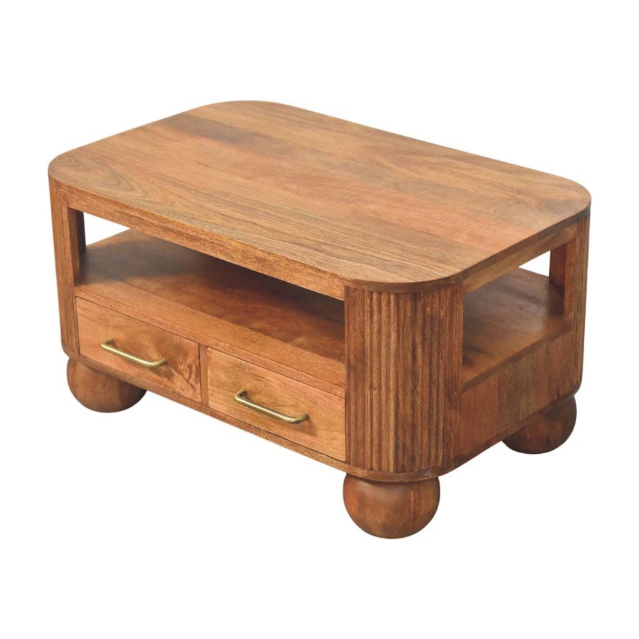 Stolik kawowy z litego drewna mango – 85 cm — model IN4099 - obrazek 4