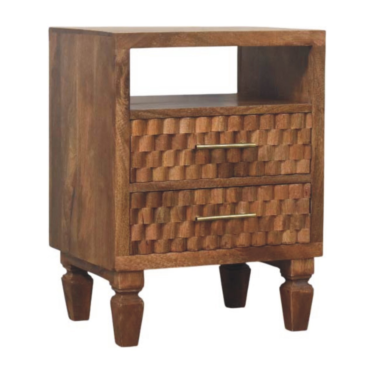 Szafka nocna z litego drewna mango – naturalna, 45 cm — model IN4105