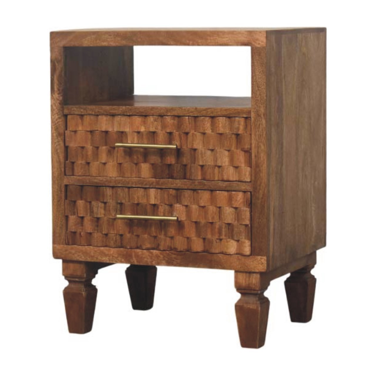 Szafka nocna z litego drewna mango – naturalna, 45 cm — model IN4105 - obrazek 2