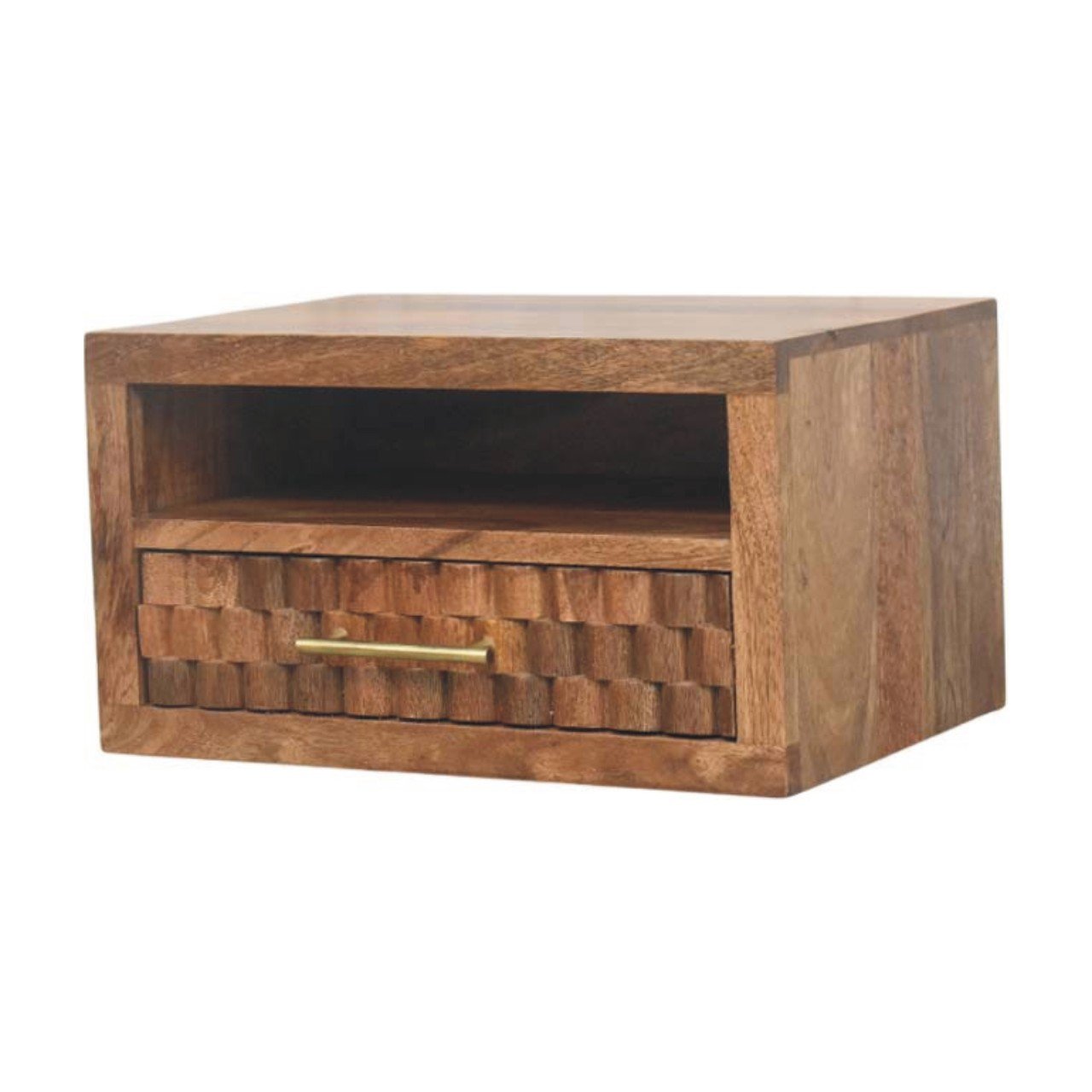 Szafka nocna z litego drewna mango – naturalna, 45 cm — model IN4109 - obrazek 2