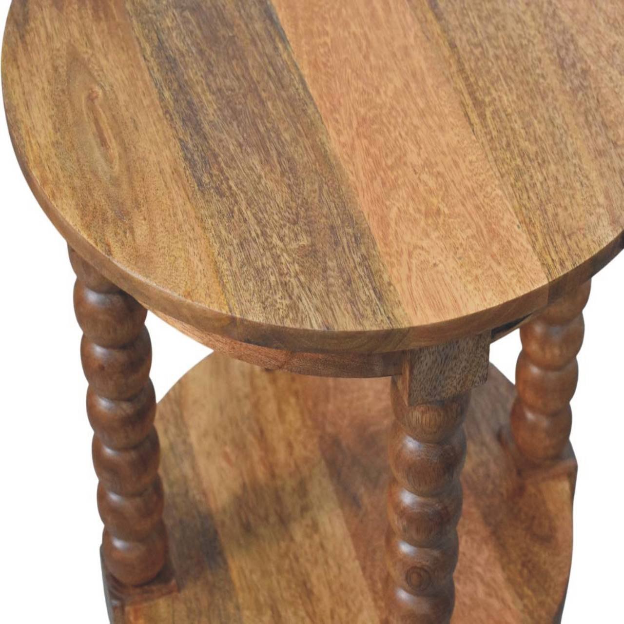 Stolik kawowy z litego drewna mango – naturalny, 45 cm — model IN4140 - obrazek 3