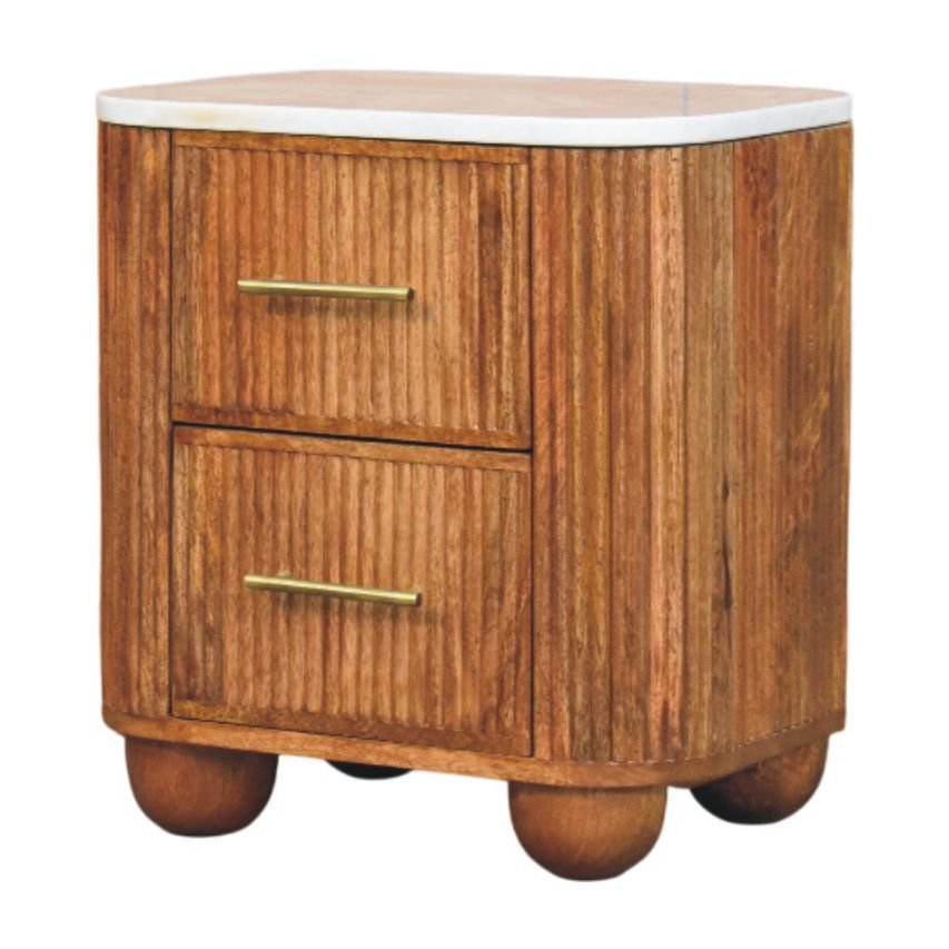 Szafka nocna z litego drewna mango – naturalna, 45 cm — model IN4187