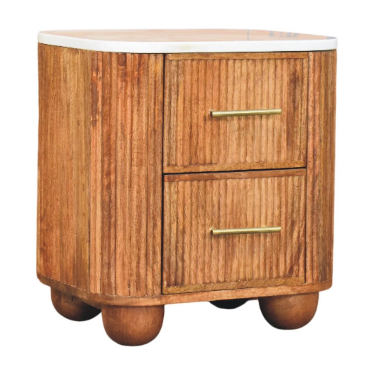 Szafka nocna z litego drewna mango – naturalna, 45 cm — model IN4187 - obrazek 2