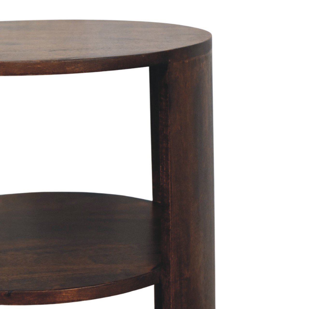 Stolik kawowy z litego drewna mango – orzechowy, 45 cm — model IN4216 - obrazek 3