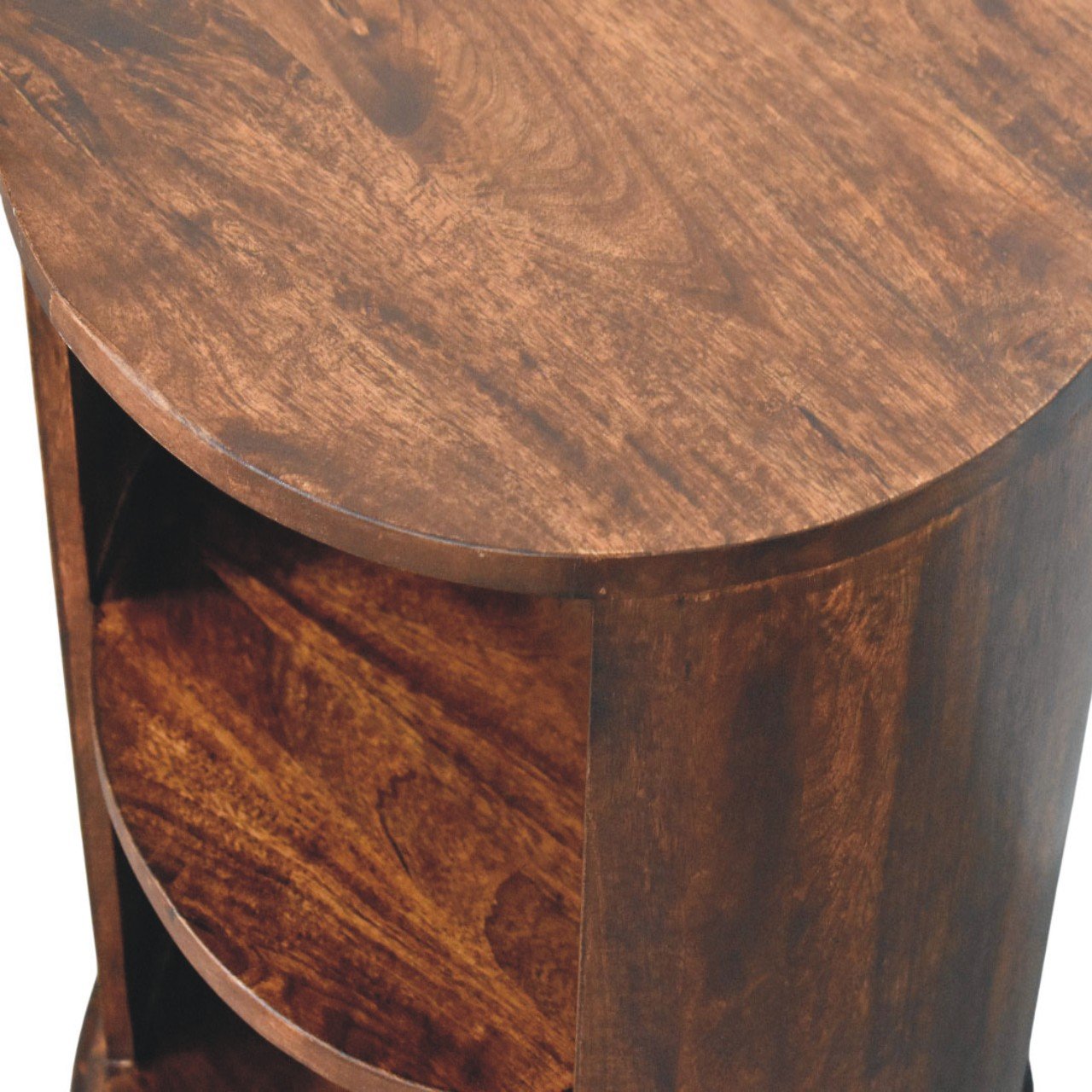 Stolik kawowy z litego drewna mango – orzechowy, 45 cm — model IN4216 - obrazek 4
