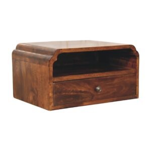 Szafka nocna z litego drewna mango – kasztanowa, 45 cm — model IN4221