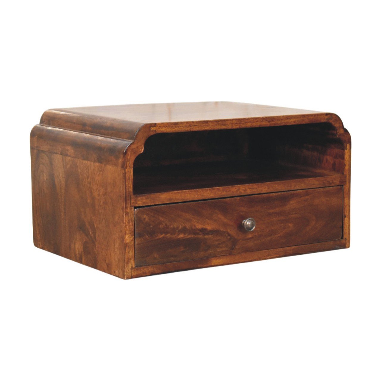 Szafka nocna z litego drewna mango – kasztanowa, 45 cm — model IN4221