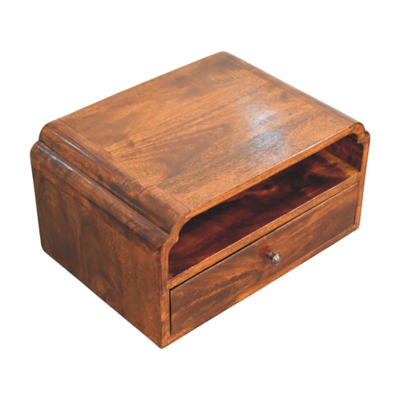 Szafka nocna z litego drewna mango – kasztanowa, 45 cm — model IN4221 - Image 4