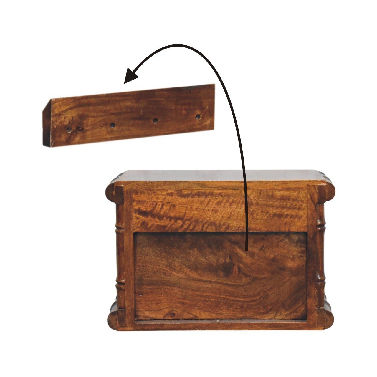 Szafka nocna z litego drewna mango – kasztanowa, 44 cm — model IN4325 - obrazek 8