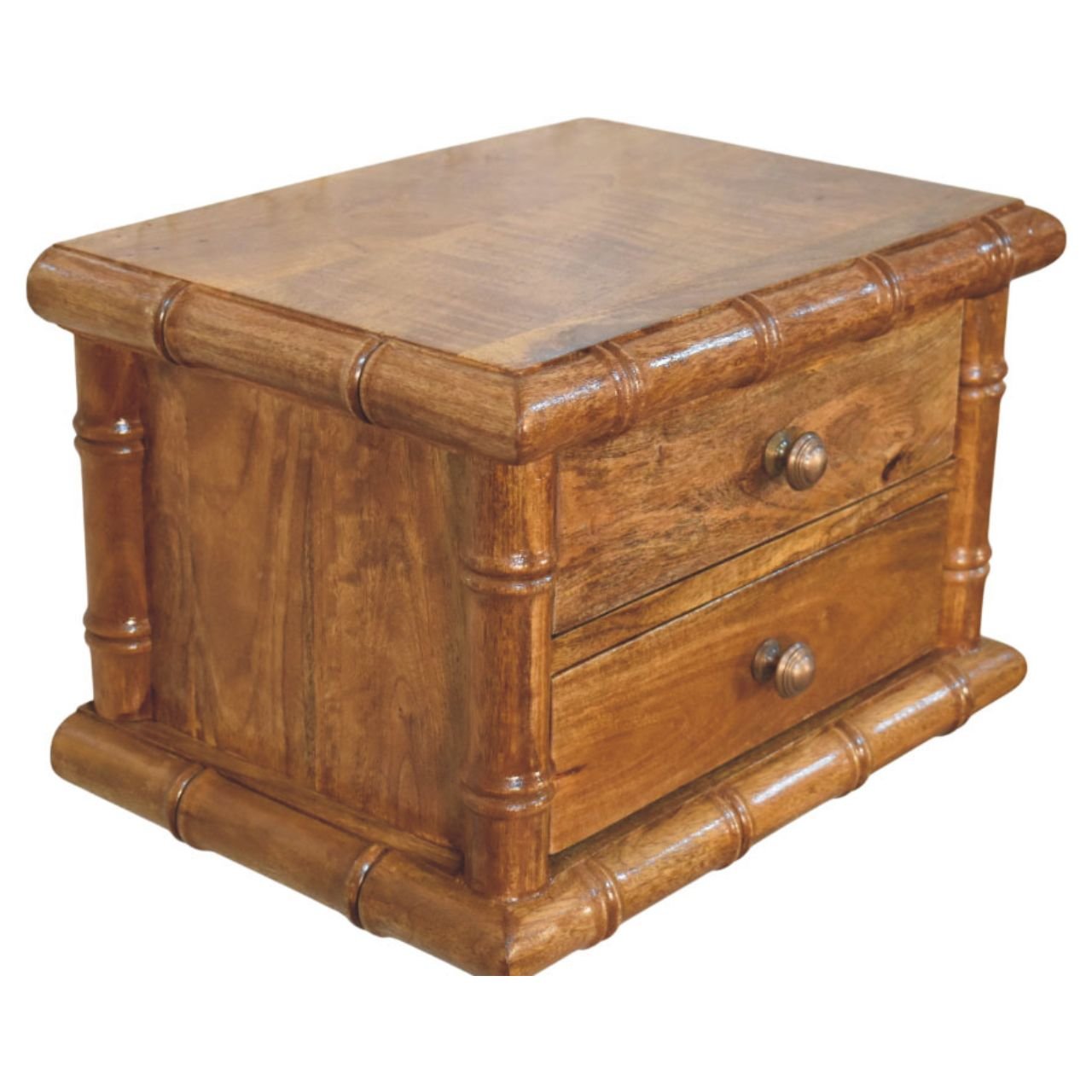 Szafka nocna z litego drewna mango – naturalna, 44 cm — model IN4326 - obrazek 4