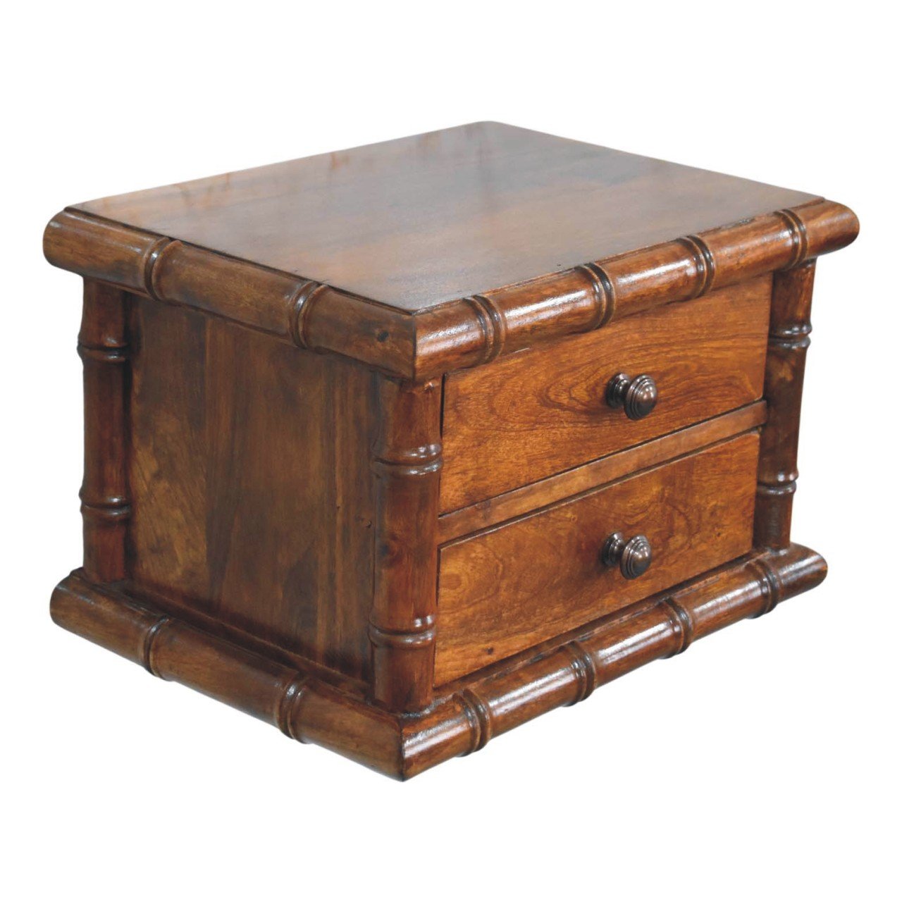 Szafka nocna z litego drewna mango – kasztanowa, 44 cm — model IN4327 - Image 6