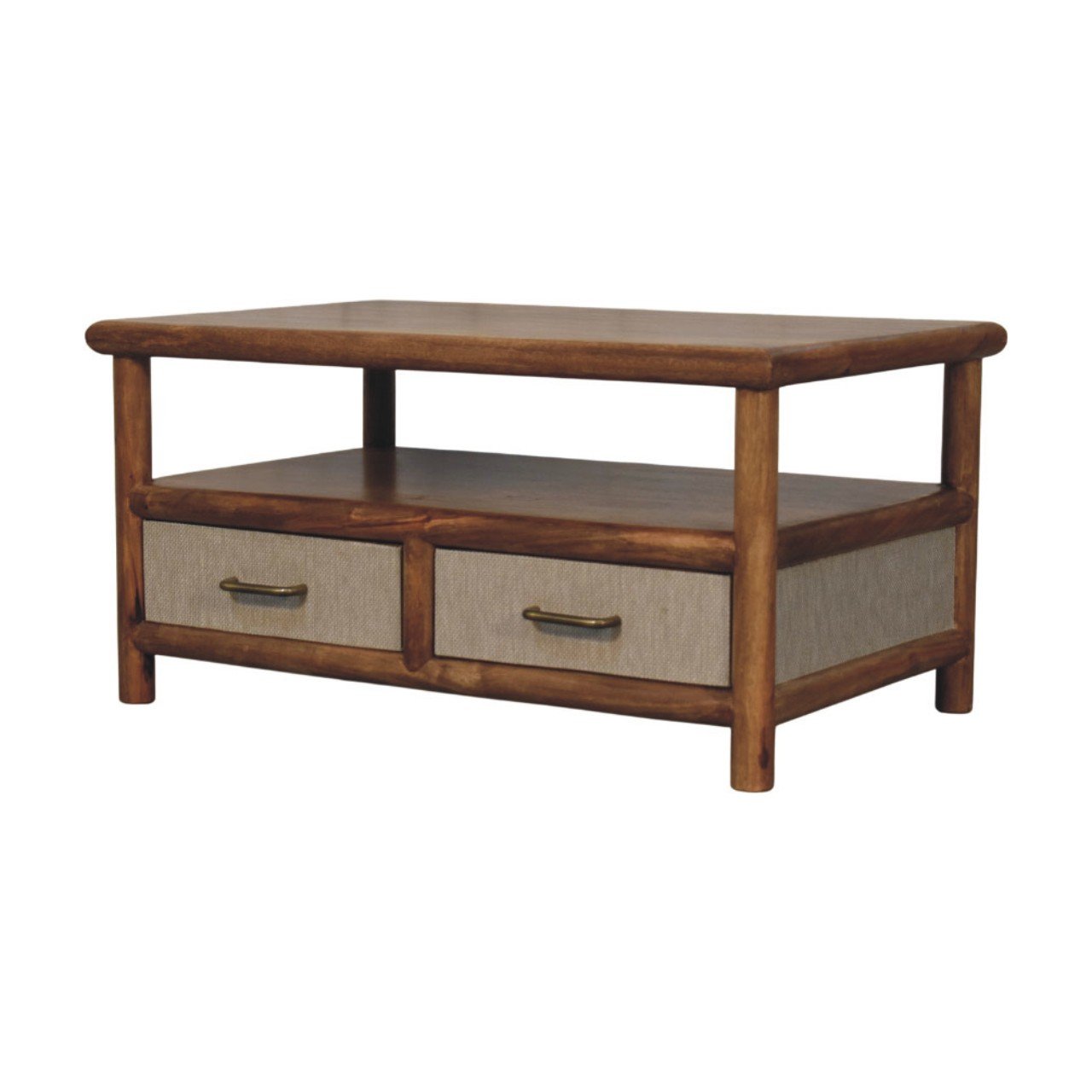 Stolik kawowy Artisan IN4358 – lite drewno mango i rattan, wykończenie rattanowe - obrazek 2