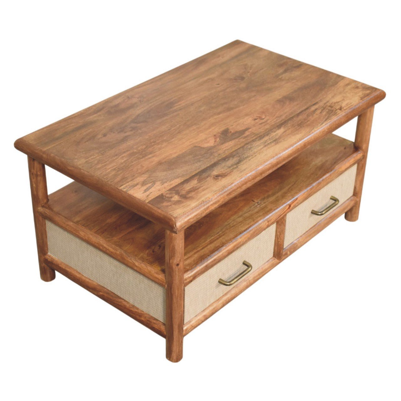 Stolik kawowy Artisan IN4358 – lite drewno mango i rattan, wykończenie rattanowe - obrazek 4