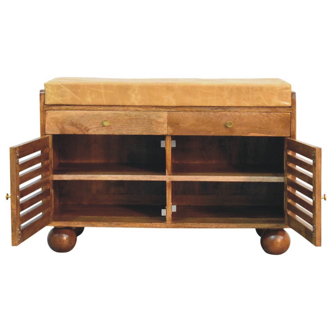 Ławka z litego drewna mango – naturalna, 85 cm - obrazek 8