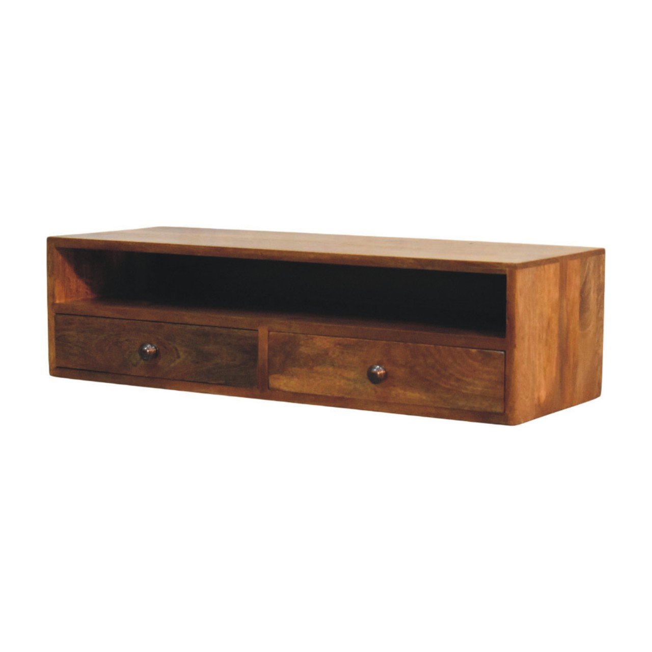 Szafka RTV z litego drewna mango – naturalna, 88 cm