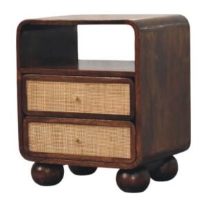 Szafka nocna z litego drewna mango – orzechowa, 45 cm — model IN4423