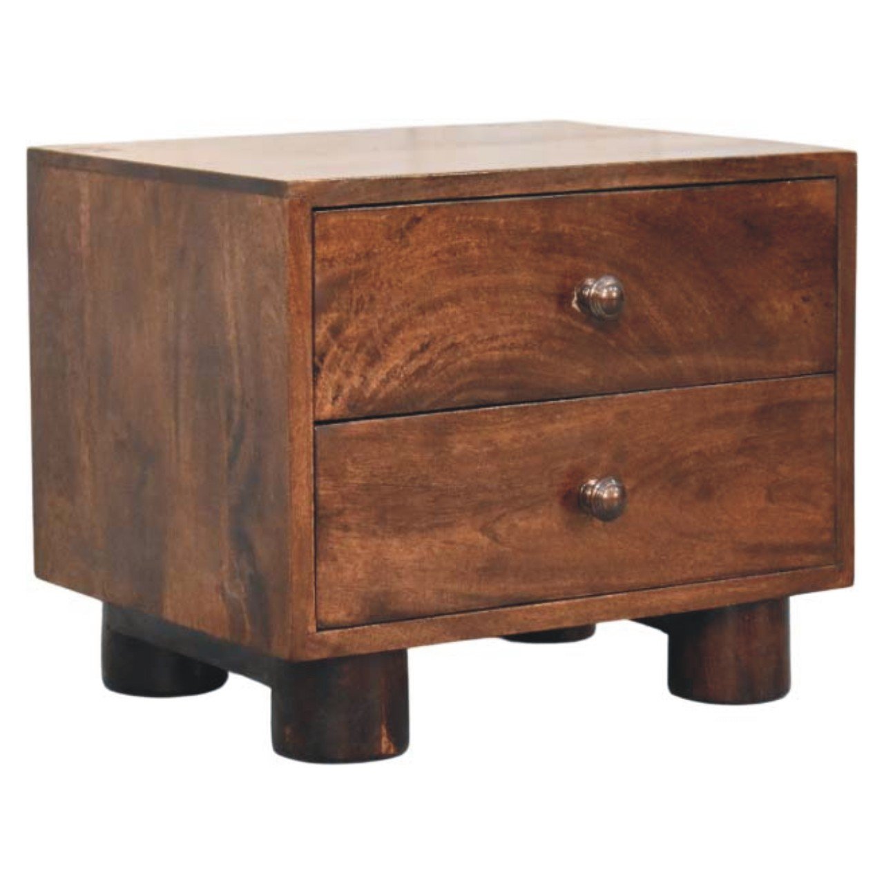 Szafka nocna z litego drewna mango – orzechowa, 45 cm — model IN4424 - Image 2