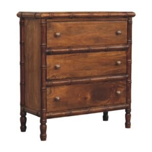 Komoda z litego drewna mango – kasztanowa, 75 cm — model IN4434