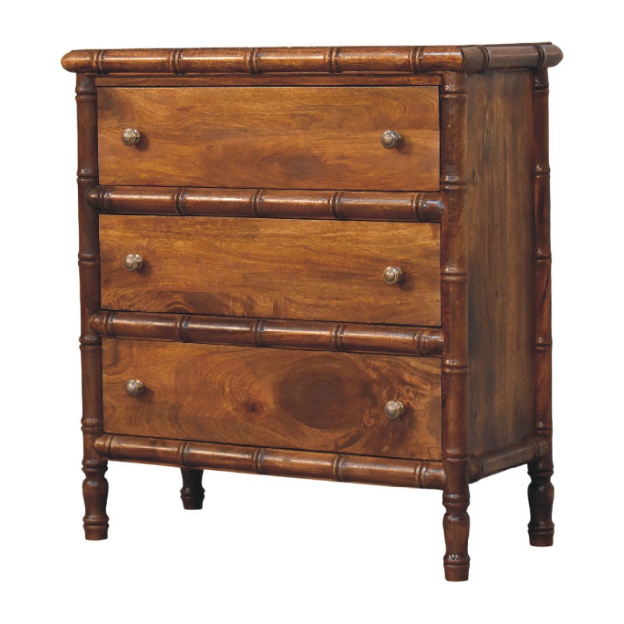 Komoda z litego drewna mango – kasztanowa, 75 cm — model IN4434 - Image 2