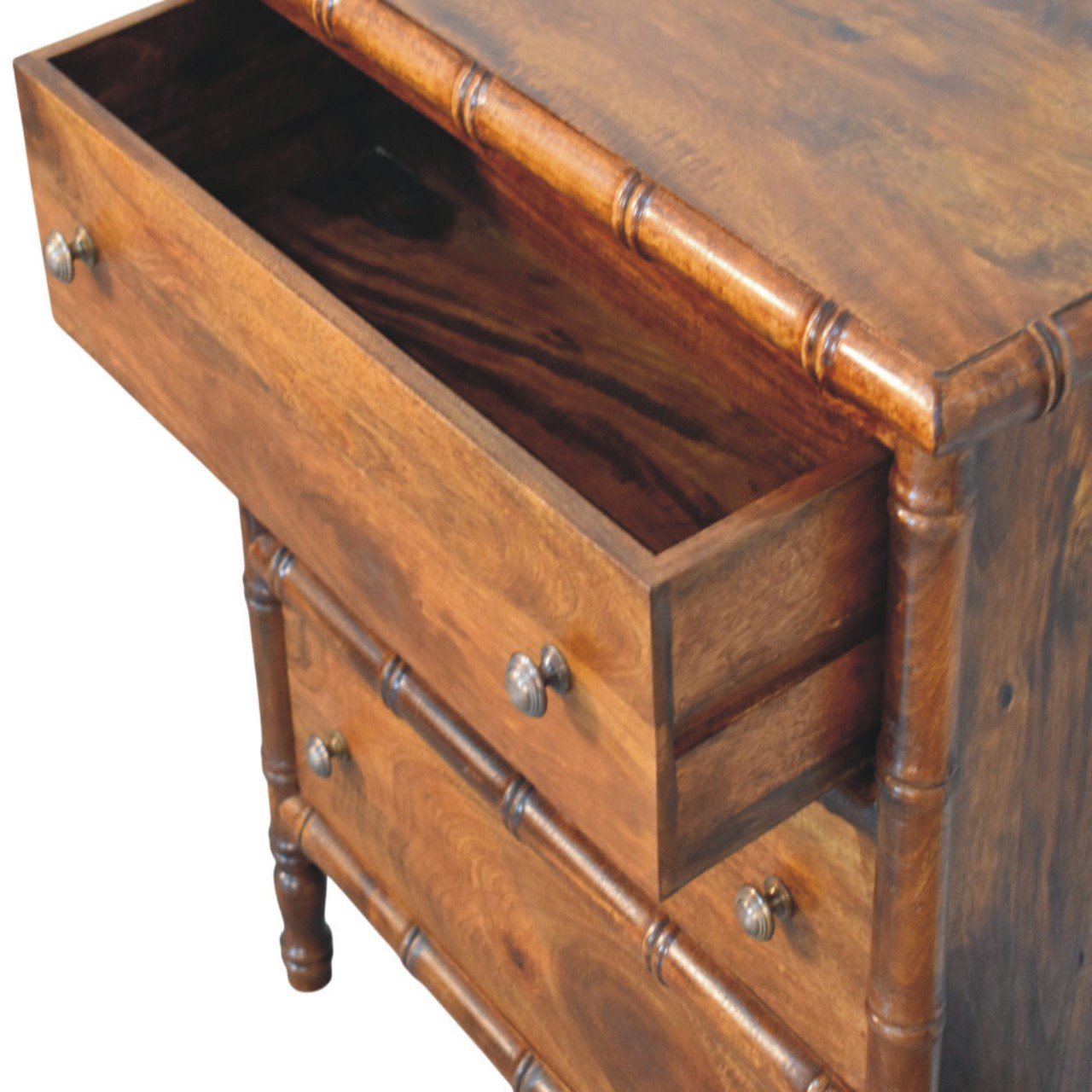 Komoda z litego drewna mango – kasztanowa, 75 cm — model IN4434 - Image 5