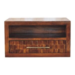 Szafka nocna z litego drewna mango – kasztanowa, 45 cm — model IN4437