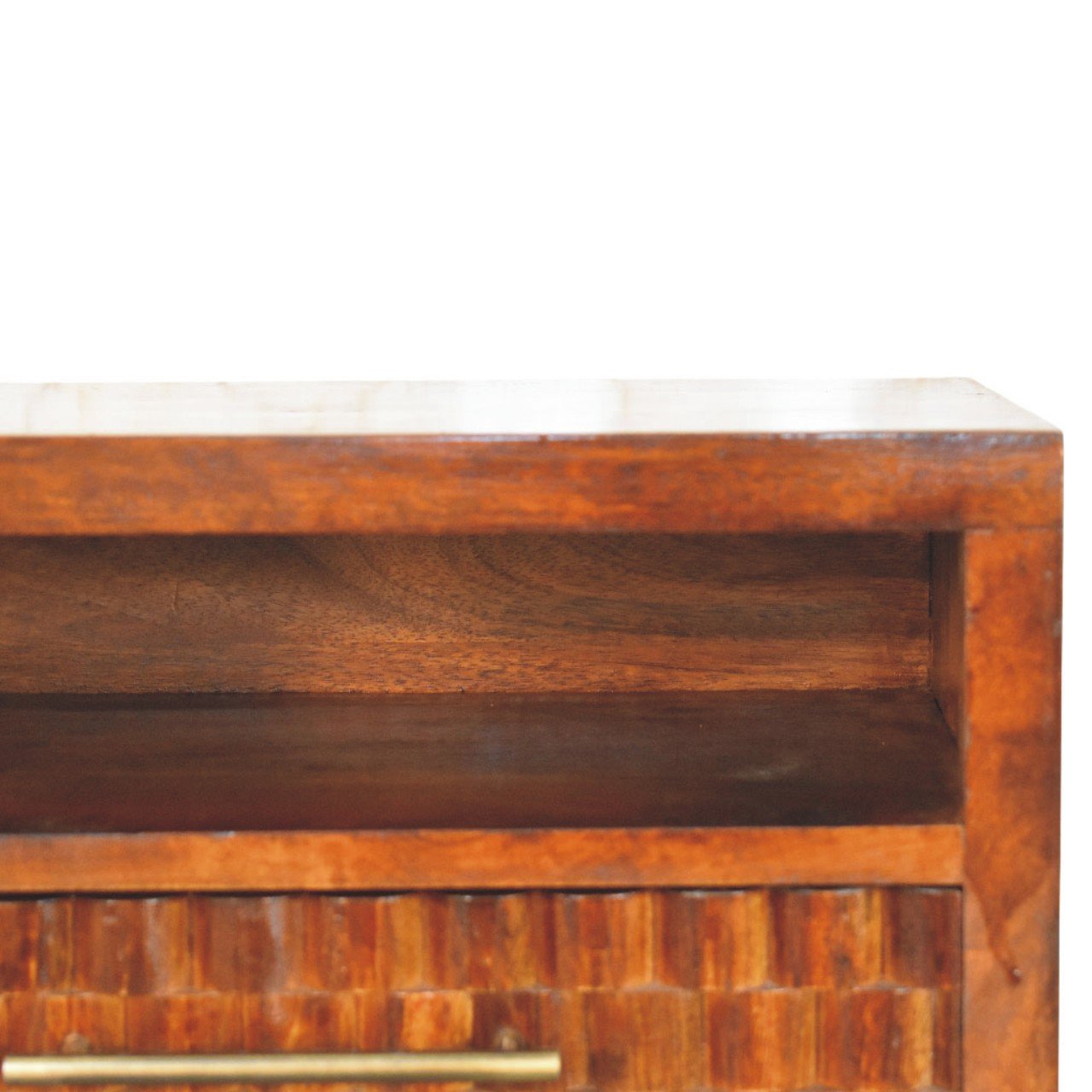 Szafka nocna z litego drewna mango – kasztanowa, 45 cm — model IN4437 - Image 4