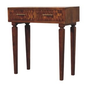 Stół z litego drewna mango – kasztanowy, 80 cm — model IN4438