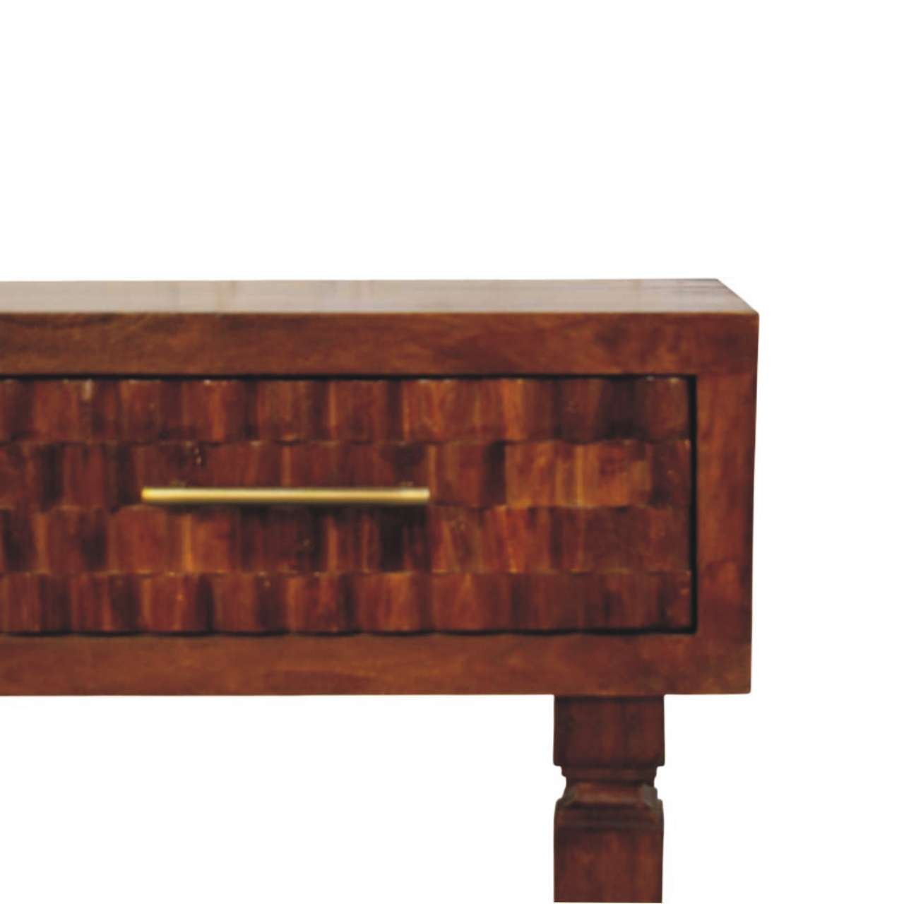 Stół z litego drewna mango – kasztanowy, 80 cm — model IN4438 - obrazek 3