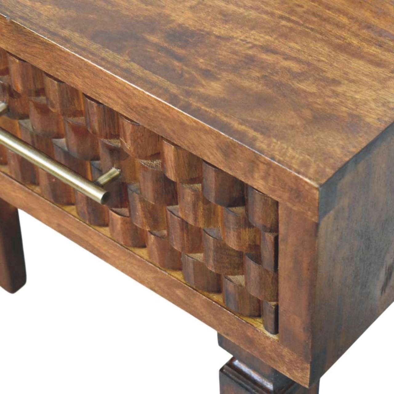 Stół z litego drewna mango – kasztanowy, 80 cm — model IN4438 - obrazek 4