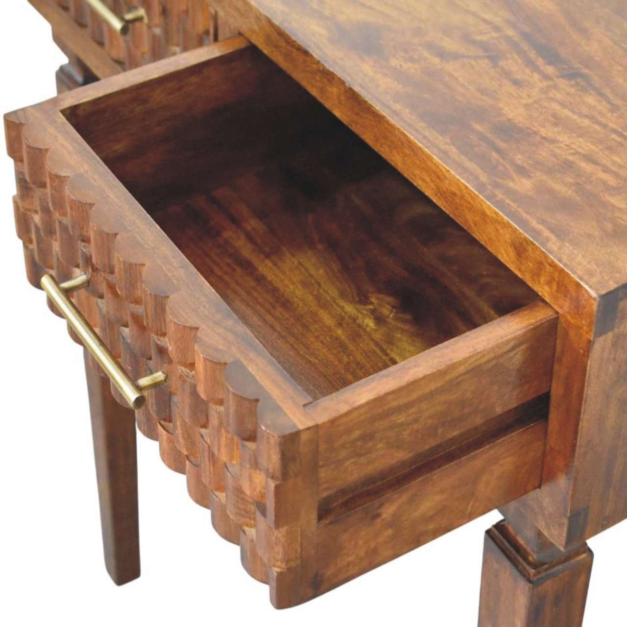 Stół z litego drewna mango – kasztanowy, 80 cm — model IN4438 - obrazek 5