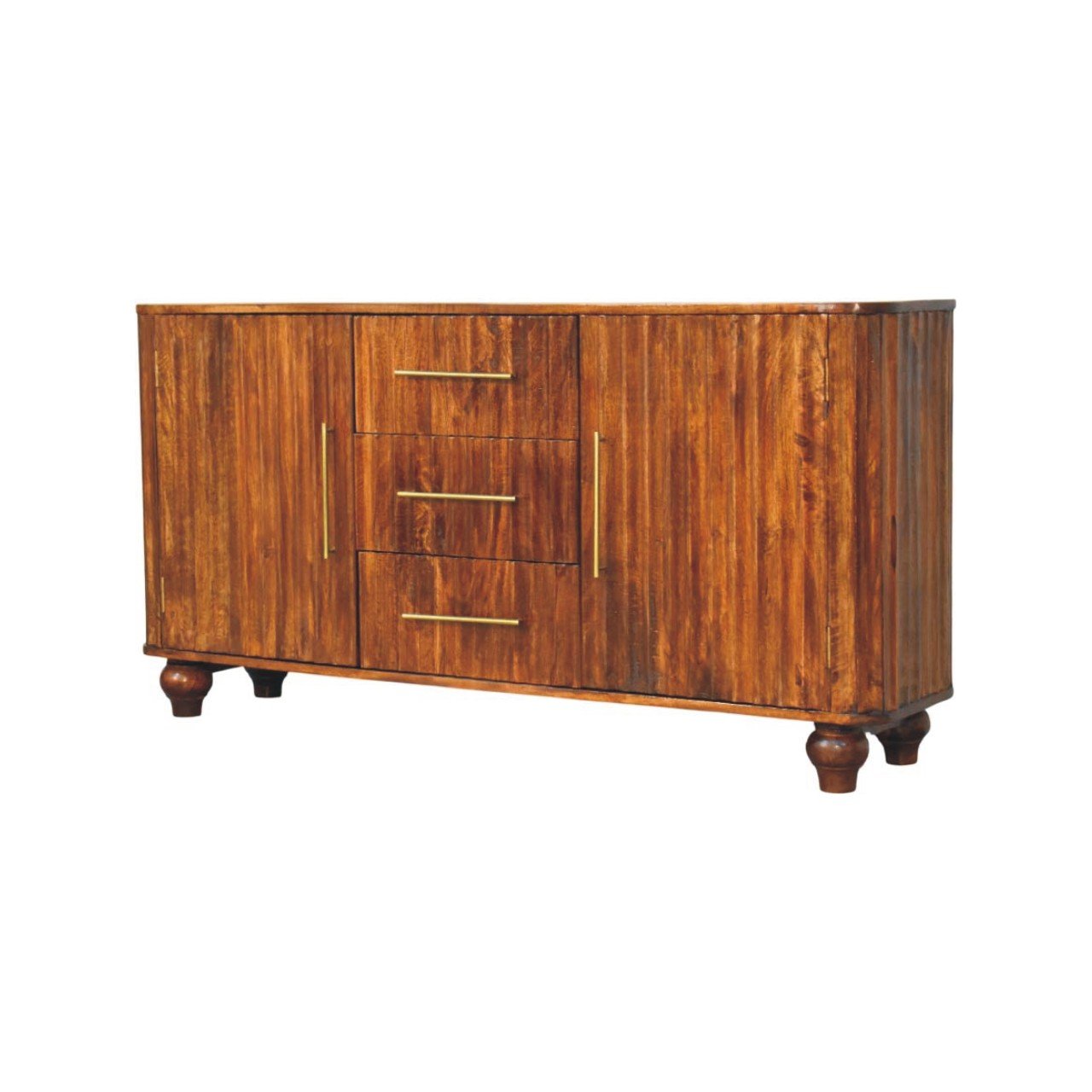 Komoda z litego drewna mango – kasztanowa, 146 cm