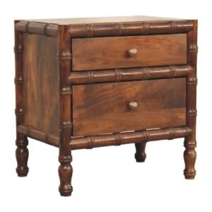 Szafka nocna z litego drewna mango – kasztanowa, 55 cm — model IN4447