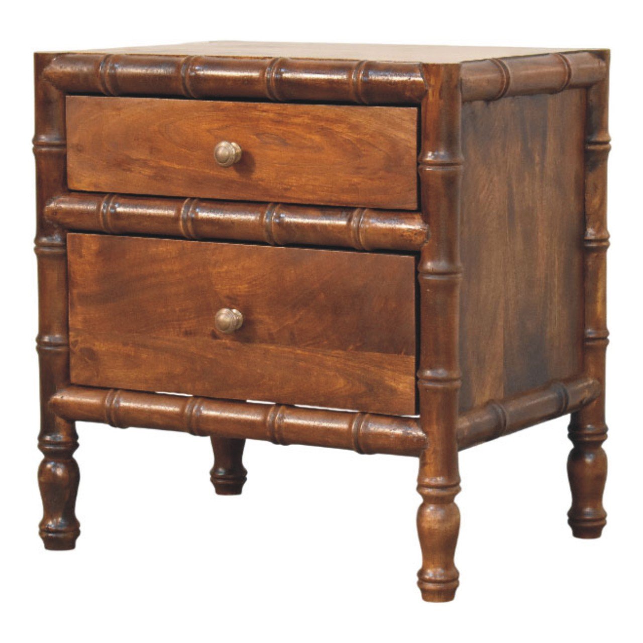 Szafka nocna z litego drewna mango – kasztanowa, 55 cm — model IN4447 - Image 2