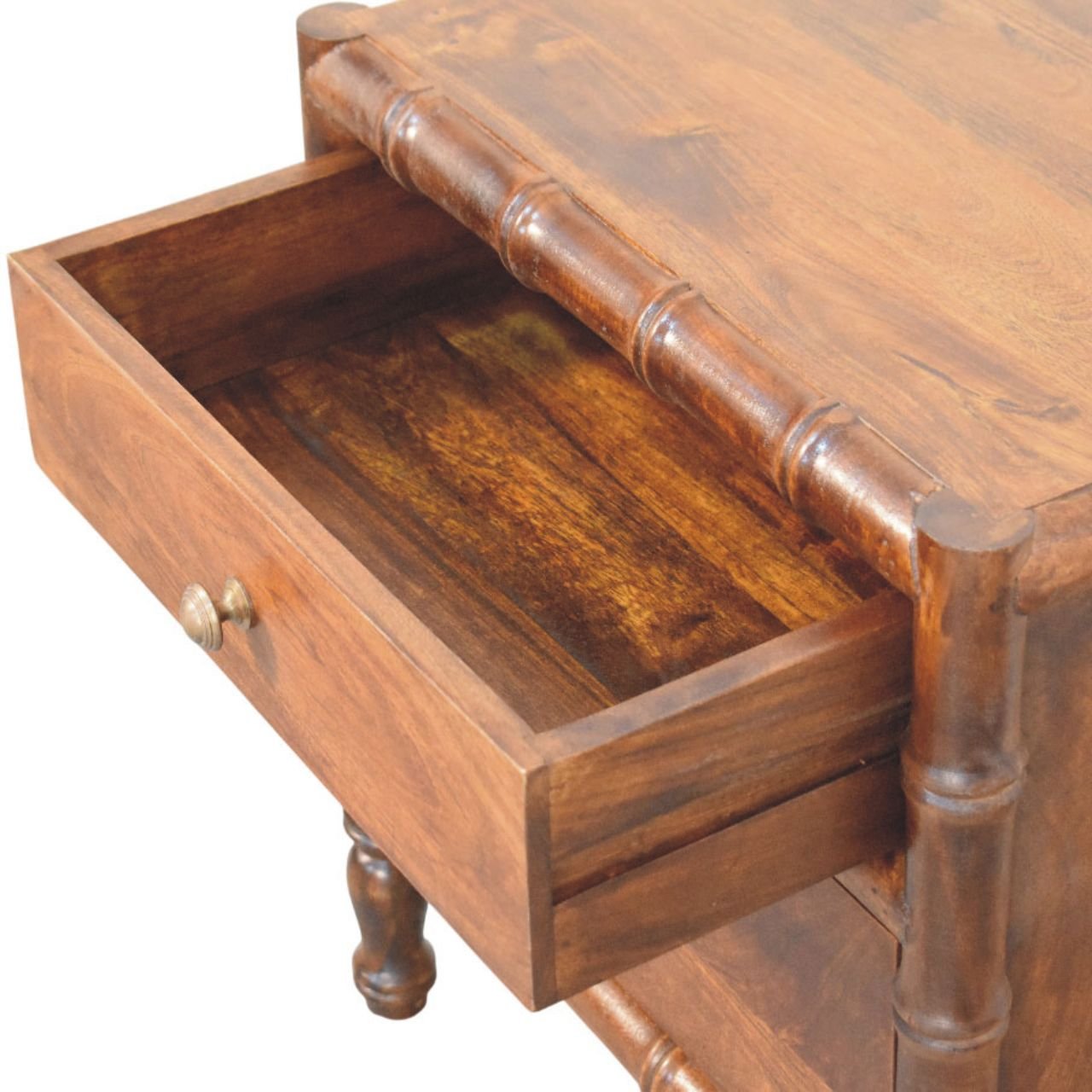 Szafka nocna z litego drewna mango – kasztanowa, 55 cm — model IN4447 - Image 4