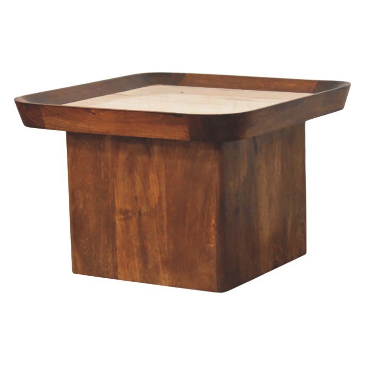 Stolik kawowy Artisan IN4480 – lite drewno mango, wykończenie kasztanowe
