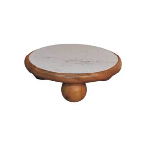 Stolik kawowy z litego drewna mango – dębowy, 80 cm — model IN4485