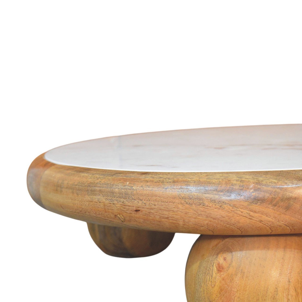 Stolik kawowy z litego drewna mango – dębowy, 80 cm — model IN4485 - Image 3