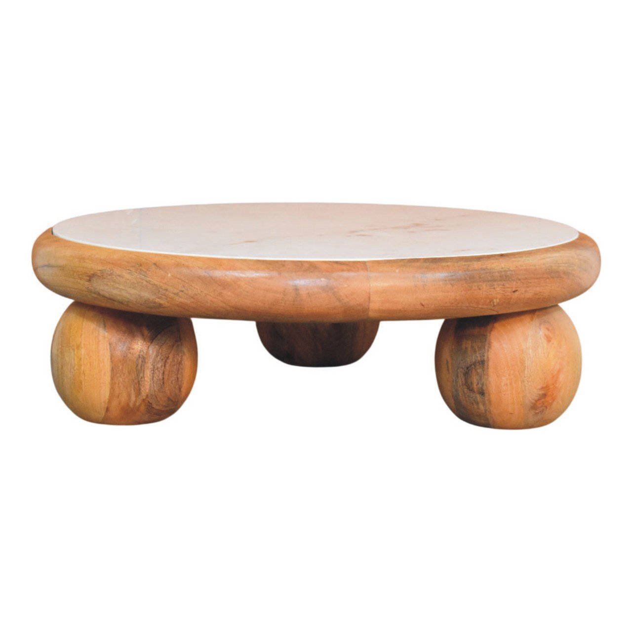 Stolik kawowy z litego drewna mango – dębowy, 80 cm — model IN4485 - Image 6