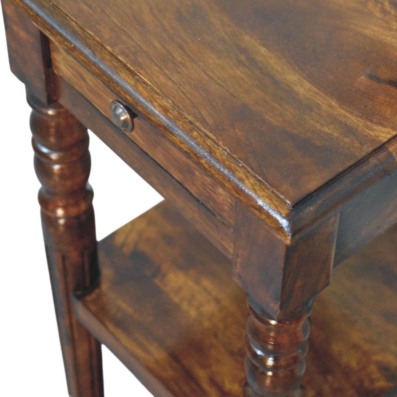 Stolik kawowy Artisan IN4486 – lite drewno mango, wykończenie kasztanowe - obrazek 4