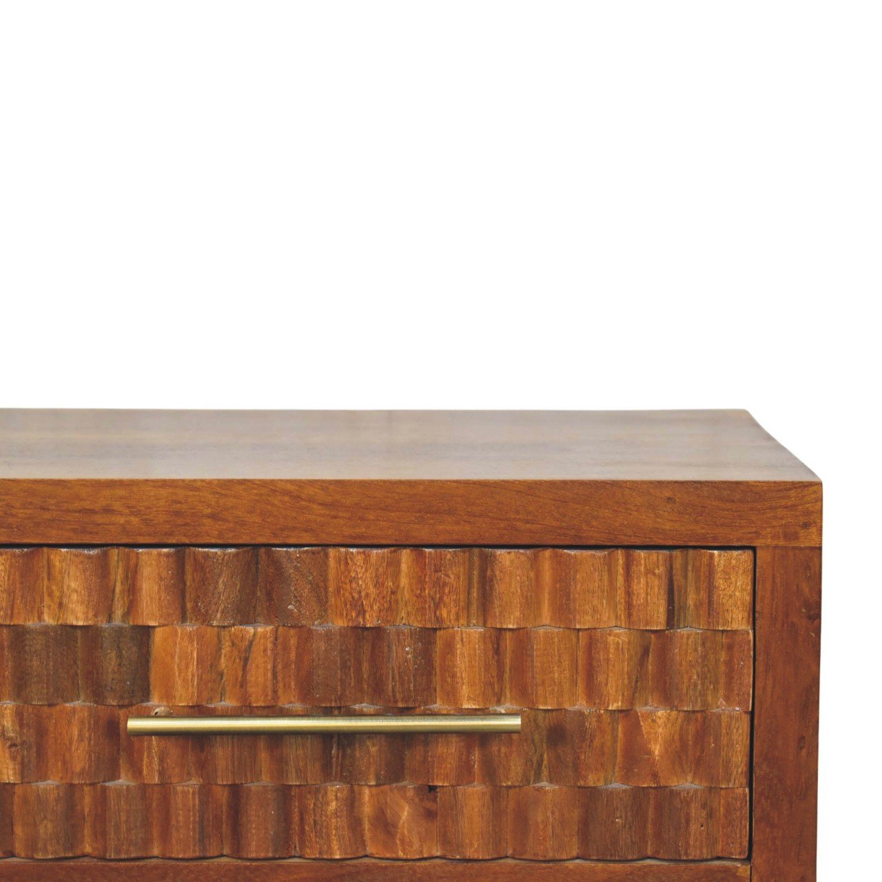 Ławka z litego drewna mango – kasztanowa, 87 cm - Image 3
