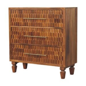 Komoda z litego drewna mango – kasztanowa, 83 cm