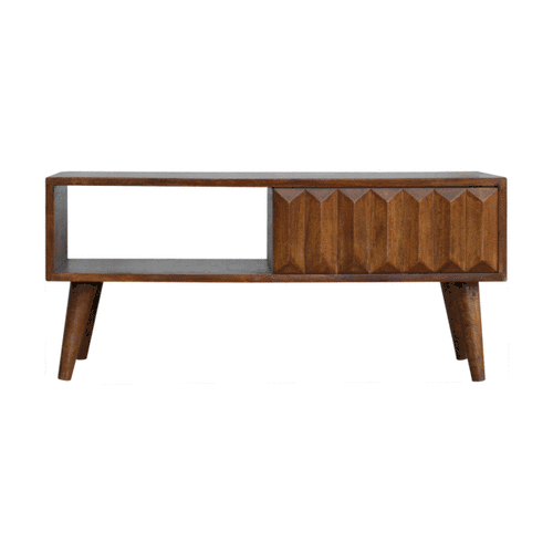 Szafka RTV z litego drewna mango – kasztanowa, 88 cm — model IN695 - obrazek 9