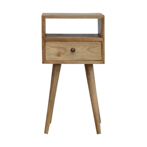 Szafka nocna z litego drewna mango – dębowa, 30 cm — model IN732 - obrazek 10