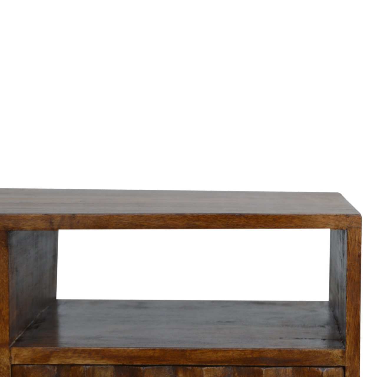 Szafka RTV z litego drewna mango – kasztanowa, 85 cm — model IN738 - obrazek 3