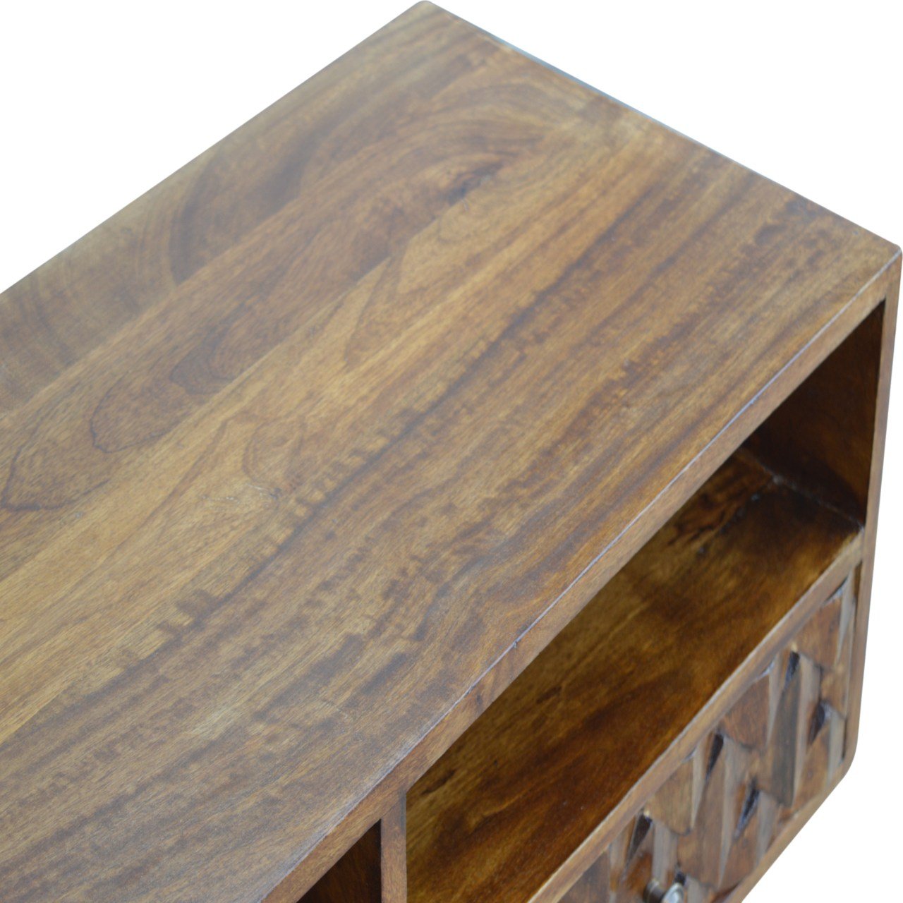 Szafka RTV z litego drewna mango – kasztanowa, 85 cm — model IN738 - obrazek 5